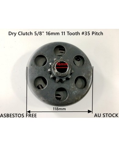 Centrifugal Dry Clutch 5/8" 16mm 11 Tooth 35 Pitch for 80cc Go Kart Buggy