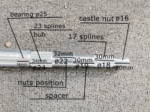 870mm 25mm Axle HuFFy Slider Drift Trike GoKart Project 25mm Bearing