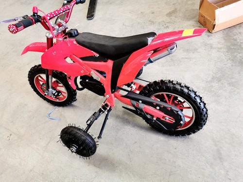 TRAINING WHEELS FOR 49CC 2 STROKE DIRT BIKE PIT BIKE 2 WHEEL REAL SIDE FOOTREST