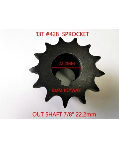 13T 428 CHAIN SPROCKET OUTPUT SHAFT 22.2mm 9HP ENGINE WET CLUTCH GO KART