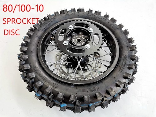 80/100-10 WHEEL KNOBBY TYRE +TUBE WITH DISC 12 INCH DIRT BIKE DISC SPROCKET 12MM