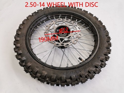 2.50-14 60/100-14 FRONT WHEEL KNOBBY TYRE +TUBE WITH DISC 14 INCH DIRT PIT BIKE