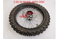 2.50-14 60/100-14 FRONT WHEEL KNOBBY TYRE +TUBE WITH DISC 14 INCH DIRT PIT BIKE