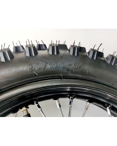 90/100- 14" Inch Rear Back Wheel Rim + Knobby Tyre Tire PIT PRO Dirt Bike 12mm