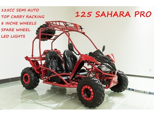 125CC Buggy ATV Sport Quad Dirt Bike 4 Wheel  Go kart Semi Auto SAHARA PRO RED