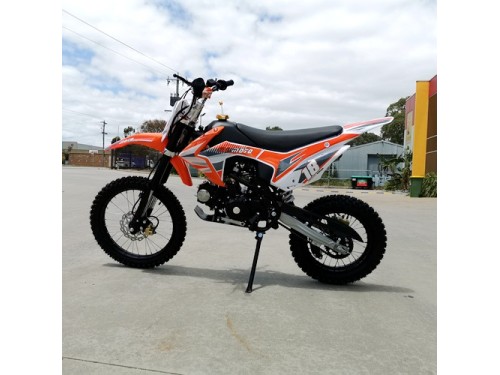 125CC PIT MOTOR DIRT BIKE TRAIL MOTOCROSS PRO KICK START 14/17 BIG WHEEL ORANGE