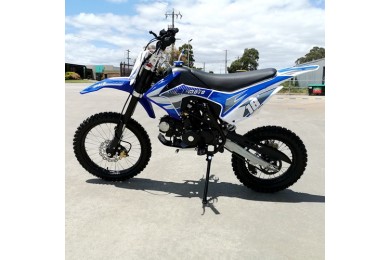 125CC PIT MOTOR DIRT BIKE TRAIL MOTOCROSS PRO KICK START 14/17 BIG WHEEL BLUE