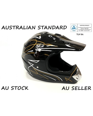BLACK HELMET ADULT MOTOR BIKE QUAD ATV KART BUGGY AUSTRALIAN STANDARD OFFROAD