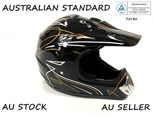 BLACK HELMET ADULT MOTOR BIKE QUAD ATV KART BUGGY AUSTRALIAN STANDARD OFFROAD