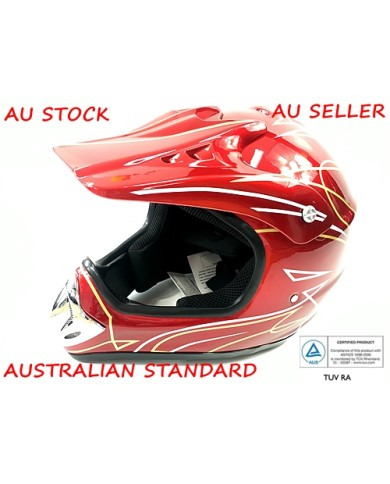 RED HELMET ADULT MOTOR BIKE QUAD ATV KART BUGGY AUSTRALIAN STANDARD OFFROAD
