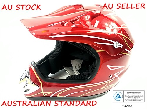 RED HELMET ADULT MOTOR BIKE QUAD ATV KART BUGGY AUSTRALIAN STANDARD OFFROAD