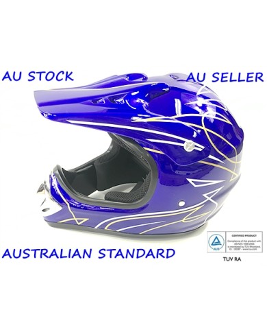 BLUE HELMET ADULT MOTOR BIKE QUAD ATV KART BUGGY AUSTRALIAN STANDARD OFFROAD