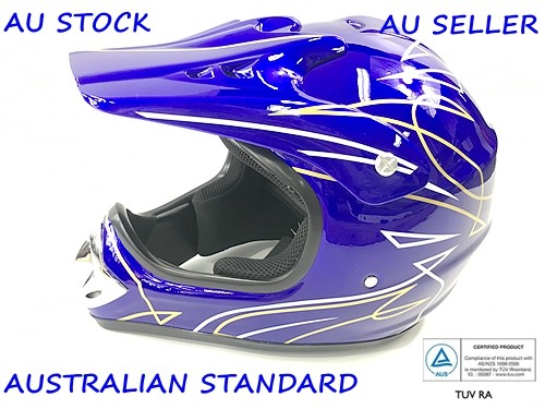 BLUE HELMET ADULT MOTOR BIKE QUAD ATV KART BUGGY AUSTRALIAN STANDARD OFFROAD