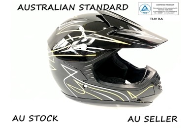 BLACK HELMET KIDS MOTOR BIKE QUAD ATV KART BUGGY AUSTRALIAN STANDARD OFFROAD