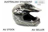 BLACK HELMET KIDS MOTOR BIKE QUAD ATV KART BUGGY AUSTRALIAN STANDARD OFFROAD