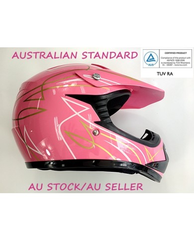 PINK HELMET KIDS MOTOR BIKE QUAD ATV KART BUGGY AUSTRALIAN STANDARD OFFROAD