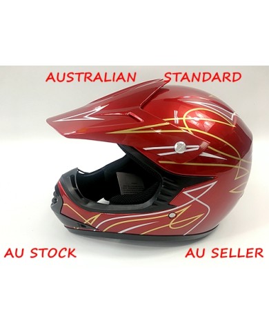 RED HELMET KIDS MOTOR BIKE QUAD ATV KART BUGGY AUSTRALIAN STANDARD OFFROAD