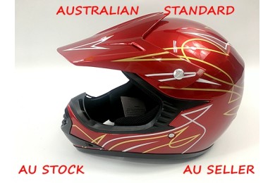 RED HELMET KIDS MOTOR BIKE QUAD ATV KART BUGGY AUSTRALIAN STANDARD OFFROAD