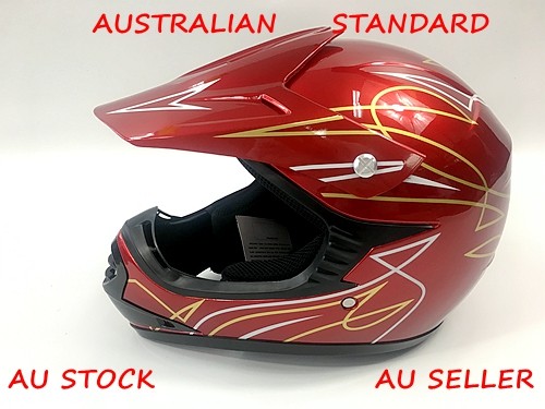 RED HELMET KIDS MOTOR BIKE QUAD ATV KART BUGGY AUSTRALIAN STANDARD OFFROAD
