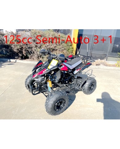 125CC ATV Sport Quad Dirt Bike 4 Wheel Buggy Go kart Rear Rack Semi Auto 3+1 Ranger Black