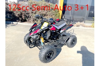 125CC ATV Sport Quad Dirt Bike 4 Wheel Buggy Go kart Rear Rack Semi Auto 3+1 Ranger Black