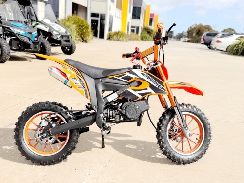 49cc Mini Motor Dirt Bike, Pocket Rocket, Pee Wee Motorcycle, ATV 50CC Engine for Kids in Orange