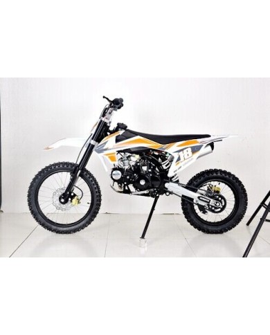 125cc Dirt Bike, Pit Motor, Motocross Pro, Electric Start, 14/17 Big Wheel in Dingo Orange