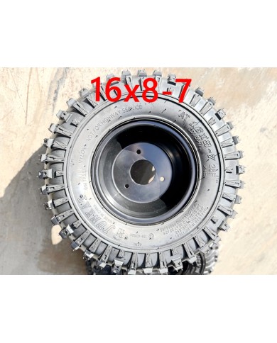 16X8-7" 7 inch Wheel Rim Tyre Bike ATV Buggy Gokart 3 Stud Complete Wheel Black