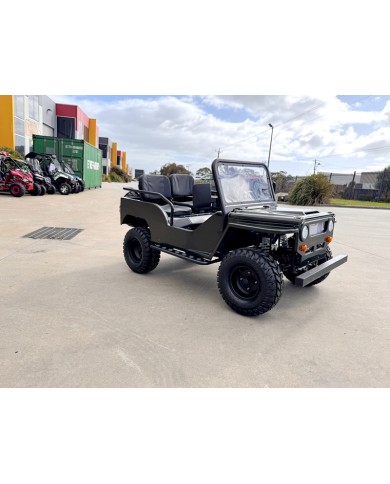 Mini Willys Jeep 1kW 48V Electric Ride On Buggy 2 Seater Kids/Teens Army Green