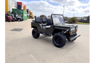 Mini Willys Jeep 1kW 48V Electric Ride On Buggy 2 Seater Kids/Teens Army Green