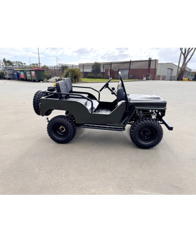 Mini Willys Jeep 1kW 48V Electric Ride On Buggy 2 Seater Kids/Teens Army Green