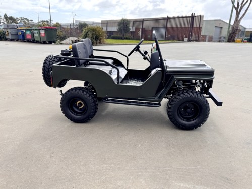 Mini Willys Jeep 1kW 48V Electric Ride On Buggy 2 Seater Kids/Teens Army Green