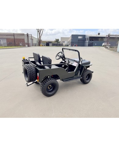 Mini Willys Jeep 1kW 48V Electric Ride On Buggy 2 Seater Kids/Teens Army Green