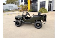 Mini Willys Jeep 1kW 48V Electric Ride On Buggy 2 Seater Kids/Teens Army Green