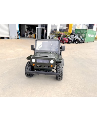 Mini Willys Jeep 1kW 48V Electric Ride On Buggy 2 Seater Kids/Teens Army Green