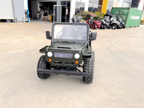 Mini Willys Jeep 1kW 48V Electric Ride On Buggy 2 Seater Kids/Teens Army Green