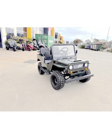 Mini Willys Jeep 1kW 48V Electric Ride On Buggy 2 Seater Kids/Teens Army Green