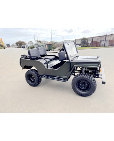 Mini Willys Jeep 1kW 48V Electric Ride On Buggy 2 Seater Kids/Teens Army Green